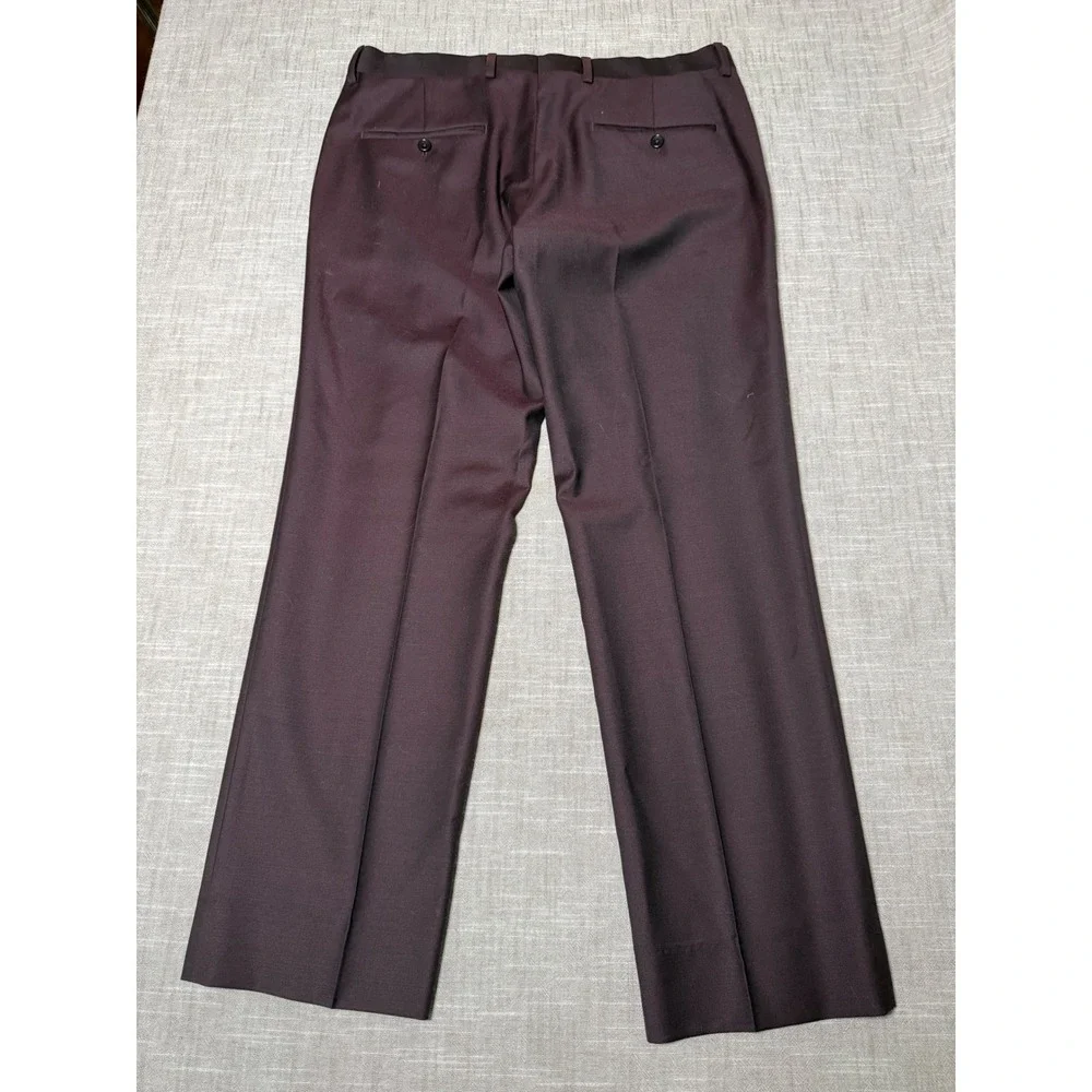 Joseph Abboud JOE Mens 100% Wool Custom Dress Pants Burgundy Plum 34S WBFXS-B0